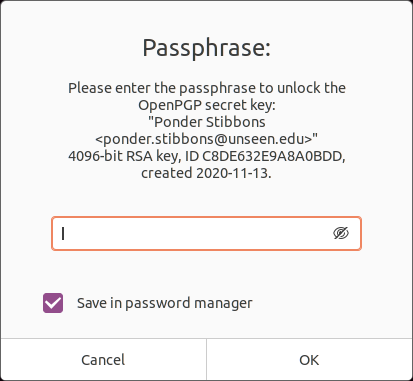 GPG Key Passphrase Prompt