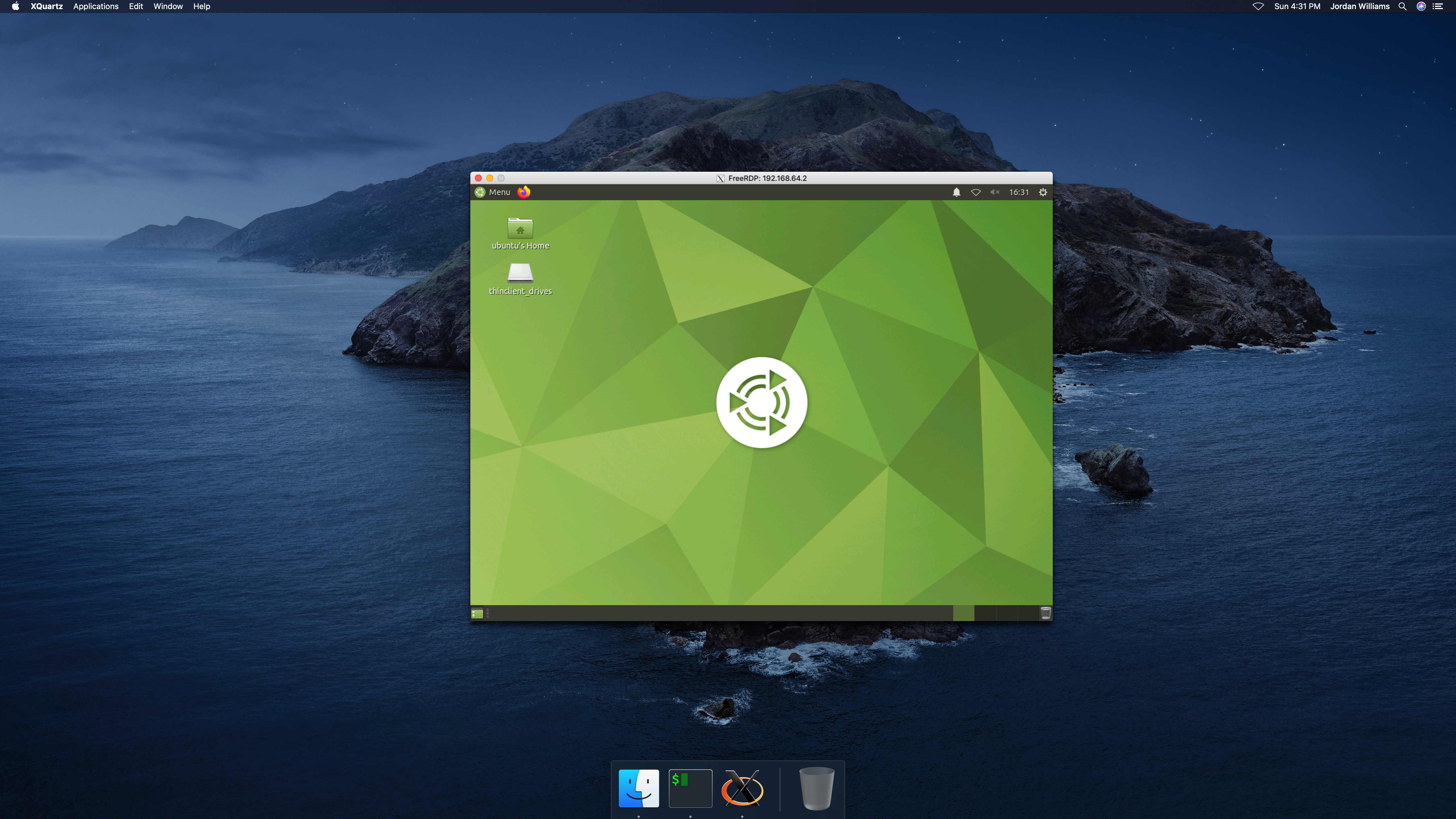 An Ubuntu MATE Desktop Displayed in an RDP Client on macOS Catalina